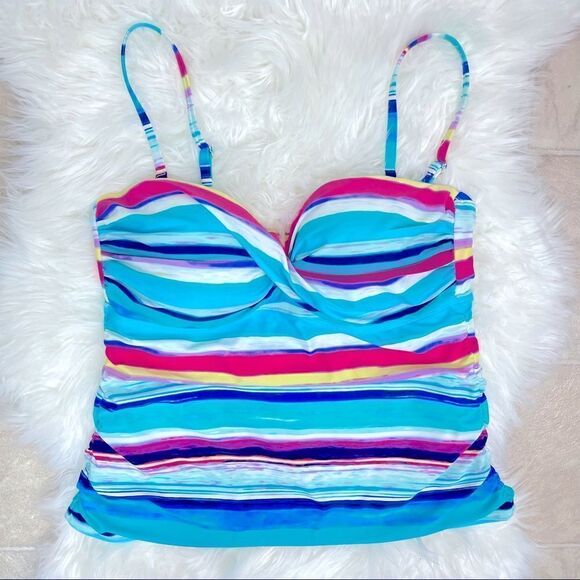 Bamboo | slimming bathing suit top L striped,strapless with detachable straps - Picture 5 of 7